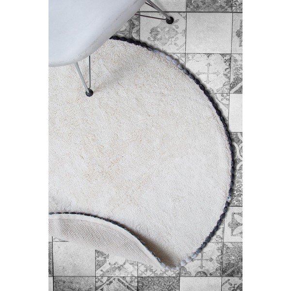 Krēmkrāsas kokvilnas vannas paklājiņš Irya Home Collection Ronan, diametrs 90 cm-image-1