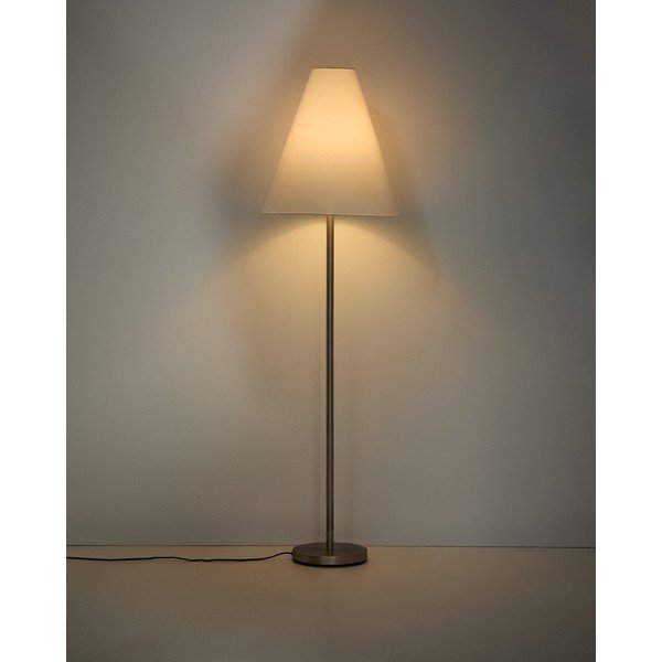 Sudraba krāsas stāvlampa ar auduma abažūru (augstums 153 cm) Navat – Kave Home-image-1