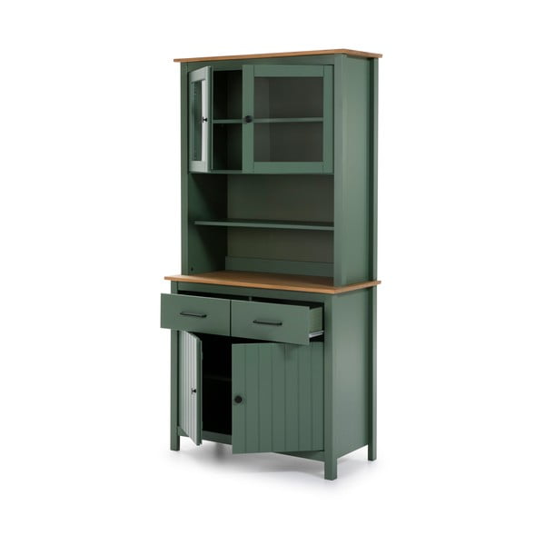 Zaļa priedes masīvkoka vitrīna 90x180 cm Miranda – Marckeric-image-3