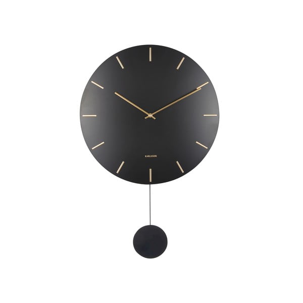 Melns sienas svārsta pulkstenis Karlsson Impressive, ø 47 cm