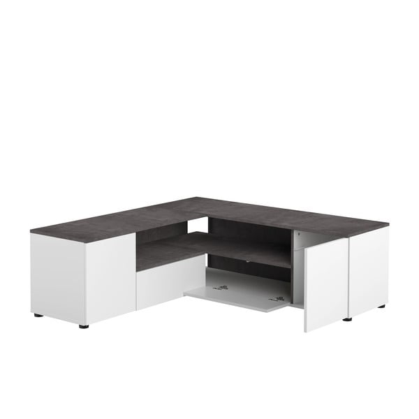 Balts/pelēks TV galdiņš ar betona imitāciju 130x46 cm Angle – TemaHome-image-3