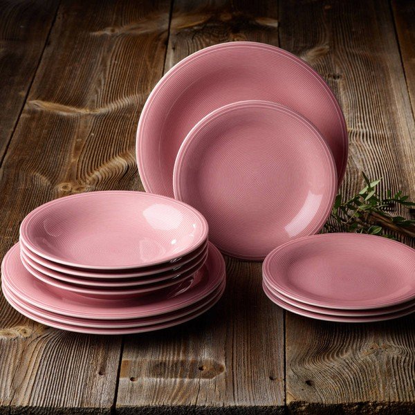 12 gab. rozā porcelāna trauku komplekts Like by Villeroy & Boch Group-image-1