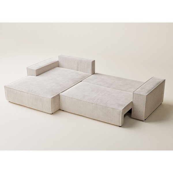 Krēmkrāsas salokāms stūra dīvāns no šenila auduma ar uzglabāšanas vietu (ar kreiso stūri/ar zvilni) Maze – Maison de Rêve-image-4