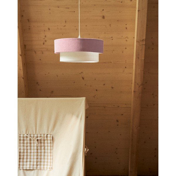 Balta/gaiši rozā bērnu lampa ar auduma abažūru Bianella – Kave Home-image-1