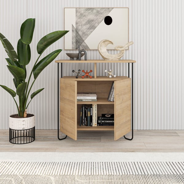 Dabīga toņa skapītis ar ozolkoka imitāciju 80x80 cm Dilly – Marckeric-image-4