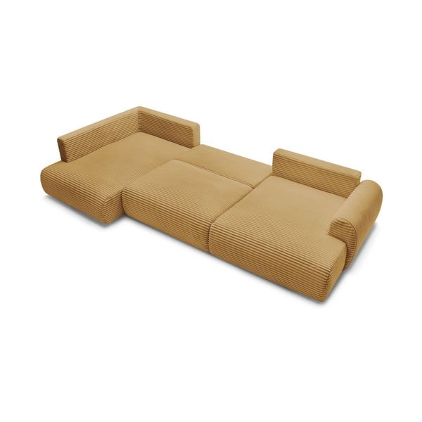 Sinepju dzeltens velveta salokāms/ar uzglabāšanas vietu stūra dīvāns (ar kreiso stūri/U veida) Lucien – Bobochic Paris-image-4