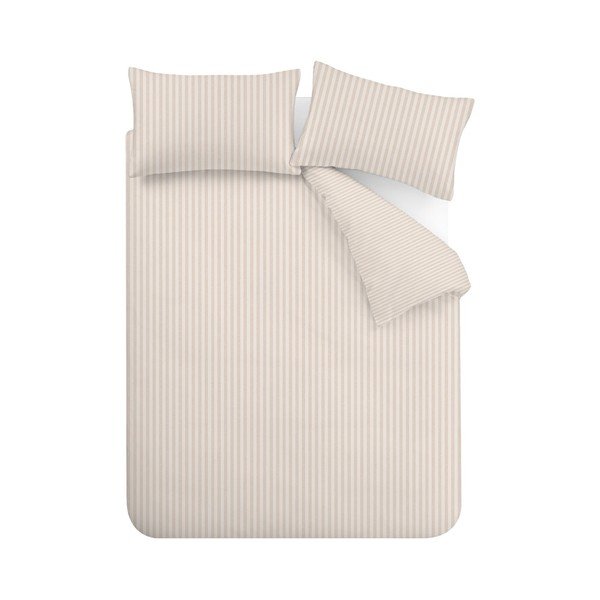 Bēša divguļamā/īpaši gara trīsdaļīga gultas veļa 230x220 cm Epping Textured Stripe – Catherine Lansfield
