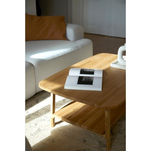 Dabīga toņa ozola masīvkoka žurnālgaldiņš 60x100 cm Twig – The Beds-image-2