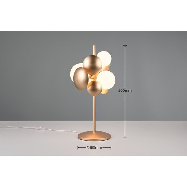 Balta/zelta krāsas galda lampa ar stikla abažūru (augstums 50 cm) Bubble – Trio Select-image-4