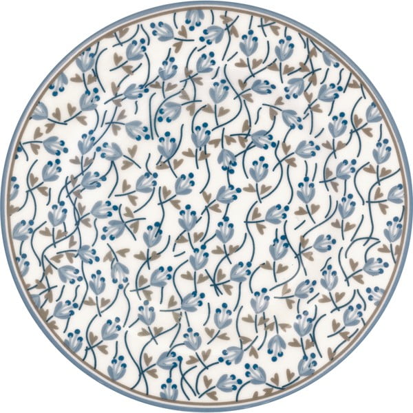 Zili balts māla šķīvis Green Gate Addison, ø 15 cm