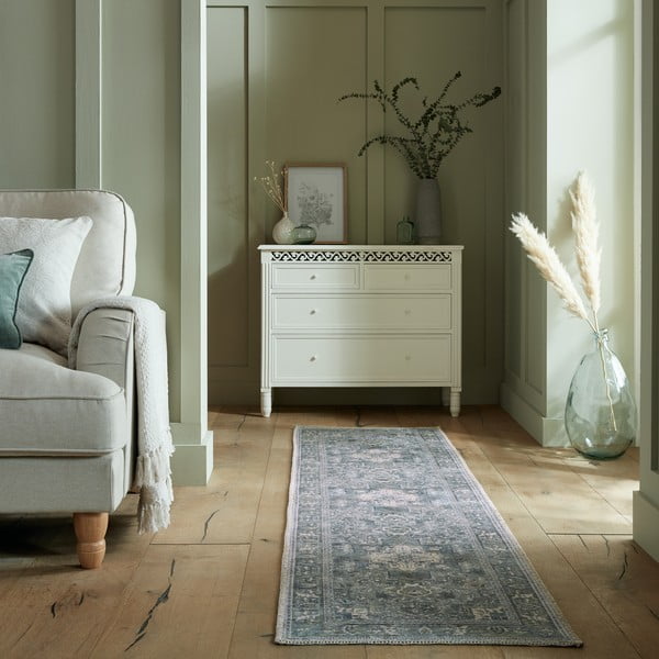 Zaļš mazgājams celiņa paklājs no pārstrādātu šķiedru maisījuma 60x230 cm Windsor – Flair Rugs-image-1