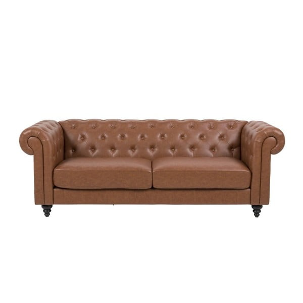 Brūns mākslīgās ādas dīvāns Actona Charlietown, 219 cm