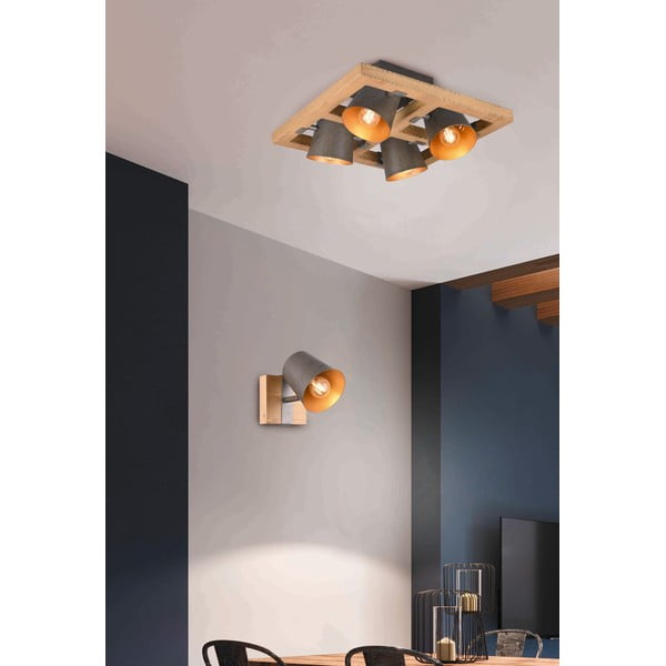 Tumši pelēka/dabīga toņa prožektora tipa lampa Bell – Trio-image-1