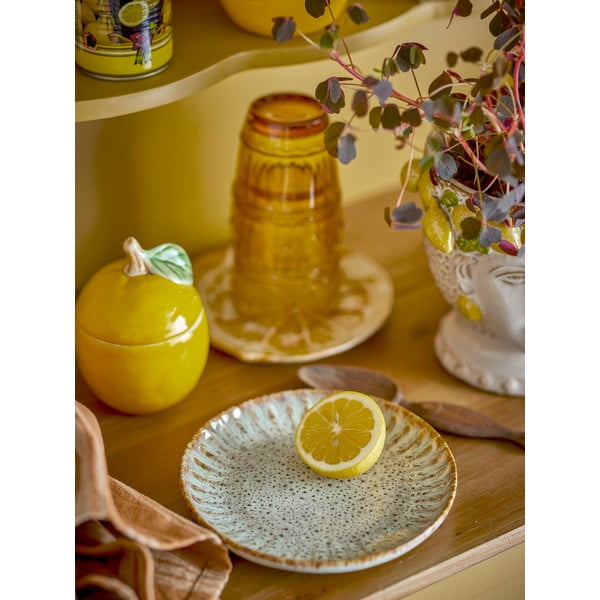 Zils/bēšs servēšanas akmensmasas šķīvis ø 17 cm Fleur – Bloomingville-image-1