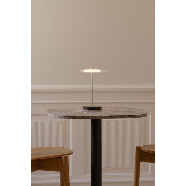 Sudraba krāsas tērauda LED galda lampa ar USB portu ar stikla abažūru (augstums 31 cm) Asteria Move – UMAGE-image-1