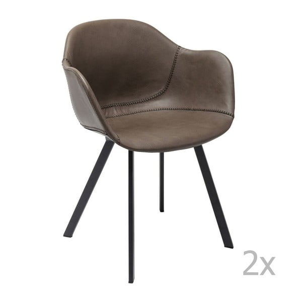 2 brūnu krēslu komplekts ar metāla kājām Kare Design
