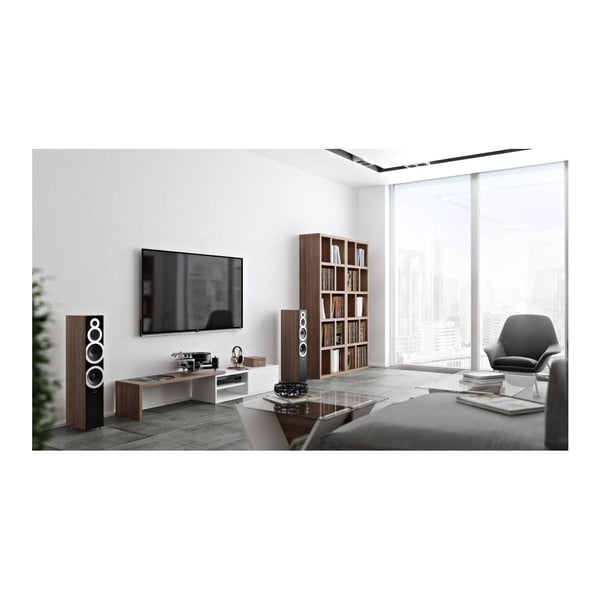 Balts TV galdiņš ar riekstkoka koka detaļām TemaHome Move-image-3