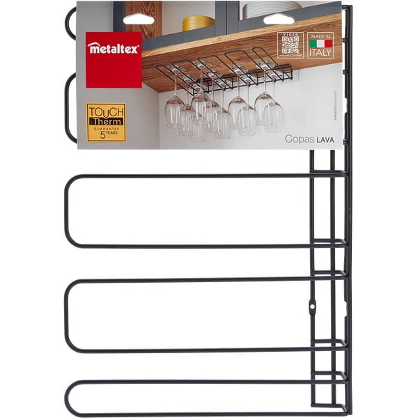 Melns sienas vīna glāžu turētājs Metaltex Wine Glass-image-4