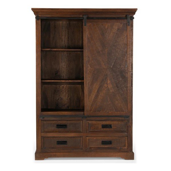 Brūns mango masīvkoka grāmatplaukts ar bīdāmām durvīm 110x160x40 cm Don Barn – Støraa