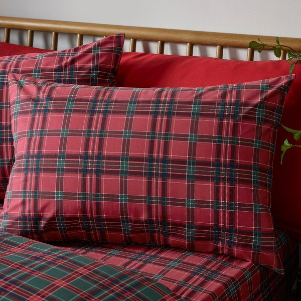 Sarkana/tumši zaļa divguļamā gultas veļa 230x220 cm Tartan Check – Catherine Lansfield-image-3