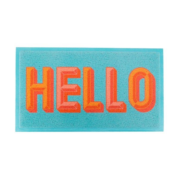 Pārstrādātas plastmasas kājslauķis 40x70 cm Blue Hello – Artsy Doormats