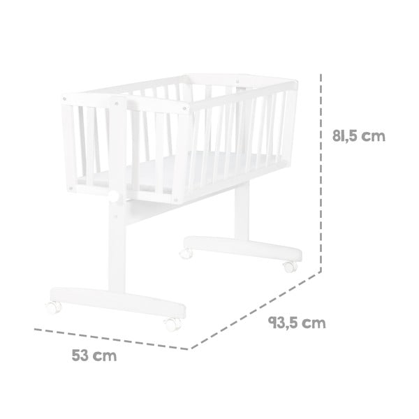 Balts šūpulītis ar riteņiem 40x90 cm – Roba-image-2