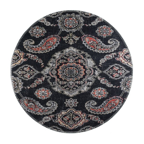Melns mazgājams apaļš paklājs ø 80 cm – Vitaus