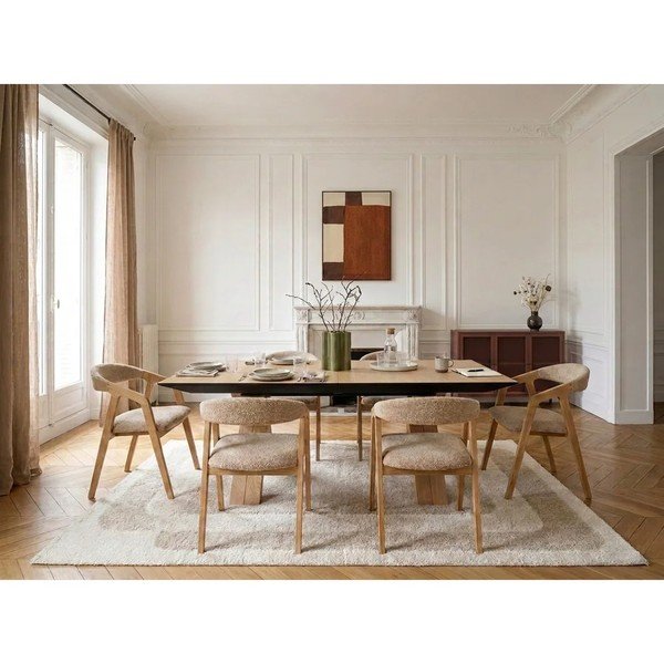 Izvelkams ēdamgalds ar papildu galda virsmu ar ozolkoka imitācijas galda virsmu 100x160 cm Martha – Bobochic Paris-image-1