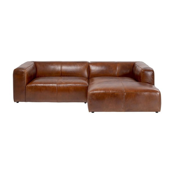 Brūns ādas stūra dīvāns (ar labo stūri) Cubetto – Kare Design