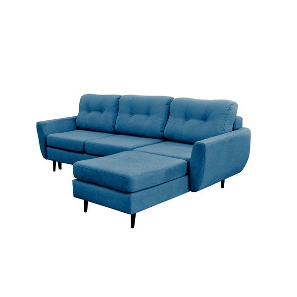 Tirkīza trīsvietīgs izlaižams stūra dīvāns ar melnām kājām Mazzini Sofas Hortensia, labais stūris-image-4