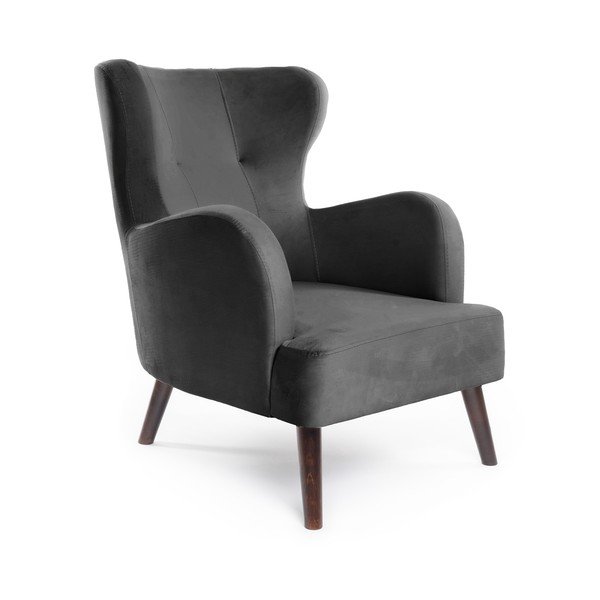 Tumši pelēks samta atpūtas krēsls ar atzveltni Noemye – Bonami Selection