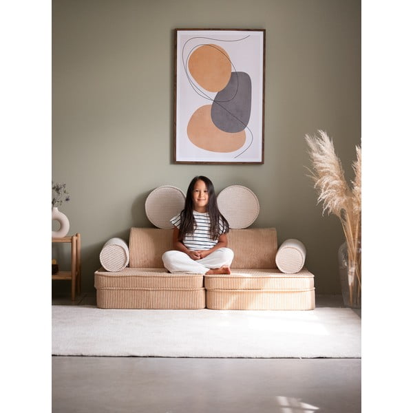 Gaiši brūns velveta bērnu dīvāns 132 cm Settee – Wigiwama-image-4