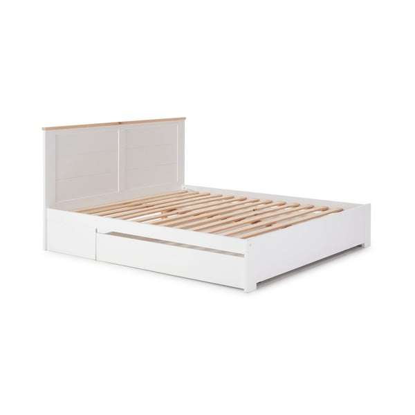 Balta divvietīga gulta ar veļas kasti 140x190 cm Gabi – Marckeric