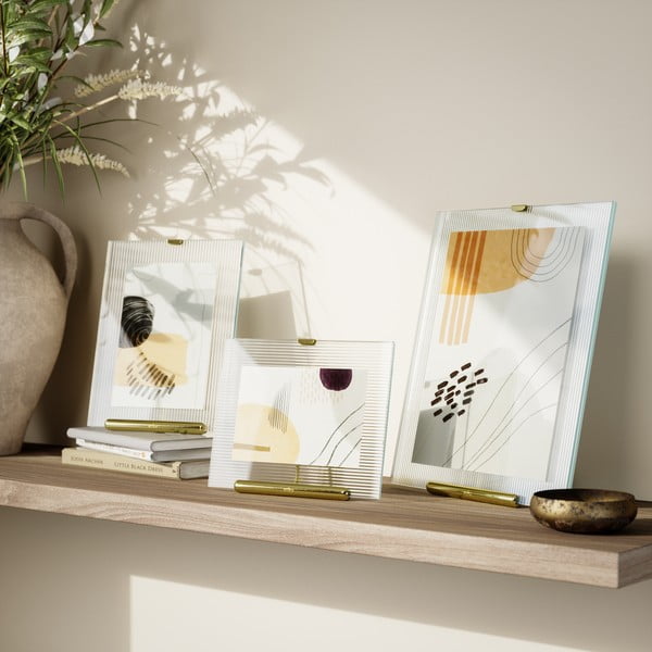 Zelta krāsas stikla stāvošs foto rāmis 19x23 cm Flute – Umbra-image-1