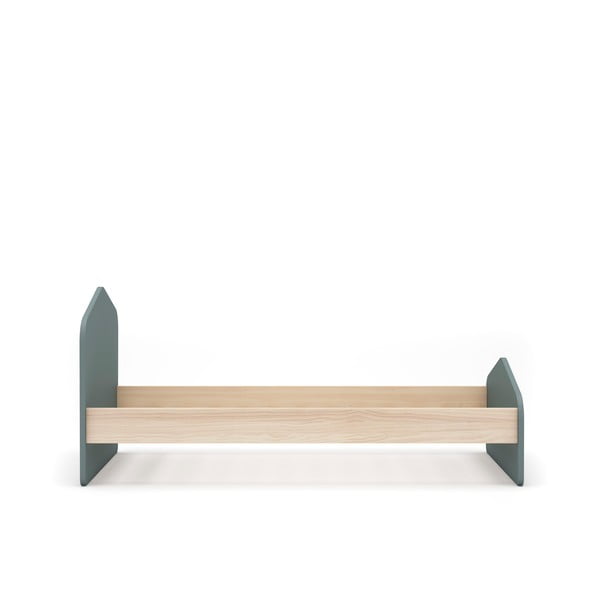 Dabīga toņa/dūmakaini zaļa bērnu gulta ar priedes koka imitāciju ar redelēm 90x190 cm Estefania – Marckeric-image-2