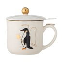 Krēmkrāsas māla krūze ar sietiņu un Ziemassvētku motīvu 300 ml Valentin – Bloomingville