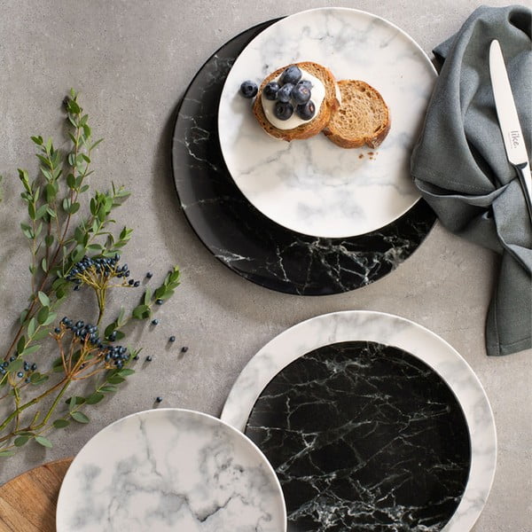Melni balts porcelāna šķīvis Villeroy & Boch Marmory, ø 27 cm-image-2
