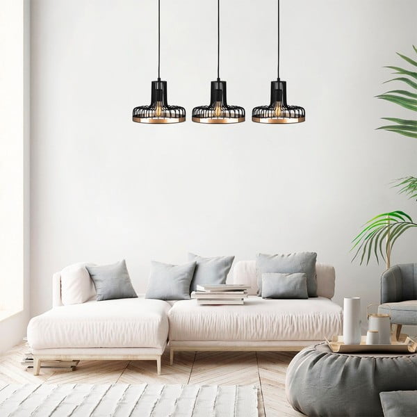 Melna/vara krāsas piekaramā lampa ar metāla abažūru Fellini – Opviq lights-image-1