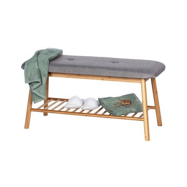 Pelēks/brūns bambusa apavu plaukts ar soliņu Bahari – Wenko-image-3