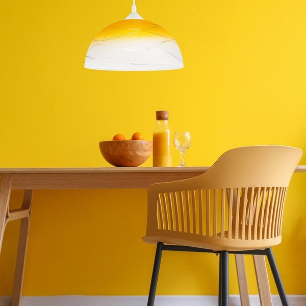 Dzeltena piekaramā lampa ar stikla abažūru ø 30 cm Sfera – LAMKUR-image-3