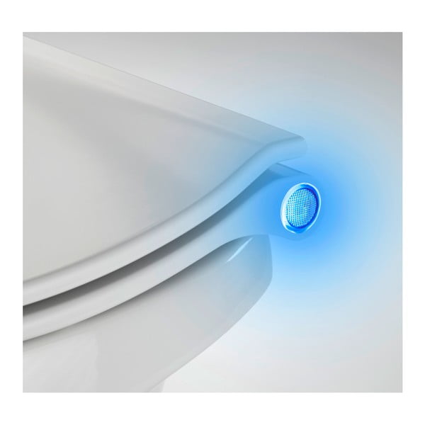 Balts tualetes poda sēdeklis ar LED apgaismojumu un vieglu aizvēršanu Wenko Gubbio, 44 x 36,8 cm-image-1