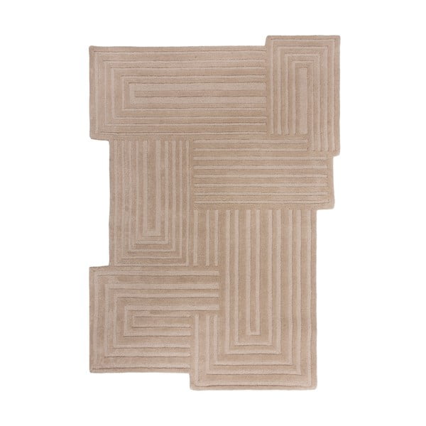 Bēšs ar rokām darināts vilnas paklājs 120x170 cm Zen Rectangles – Flair Rugs