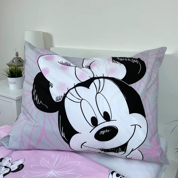 Rozā/pelēka vienguļamā kokvilnas bērnu gultas veļa 140x200 cm Minnie Beautiful – Jerry Fabrics-image-3