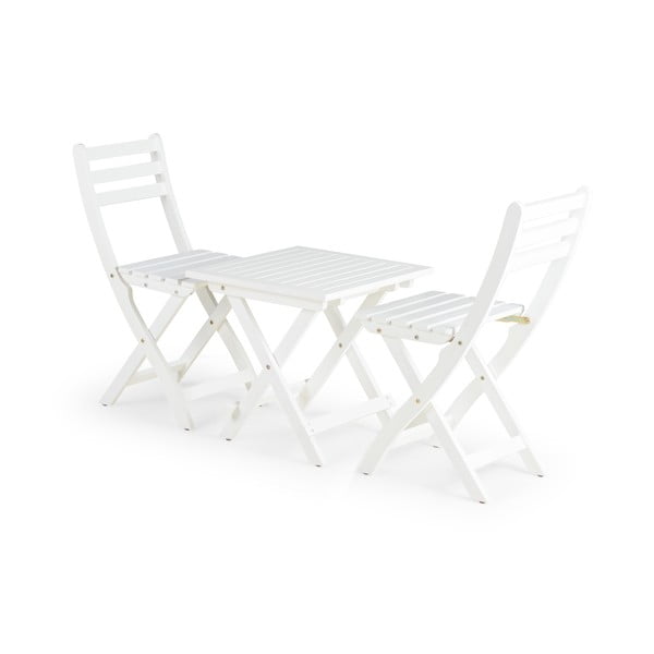 Balts dārza pusdienu galda un krēslu komplekts 2 personām Bonami Essentials Wall, 50 x 50 cm