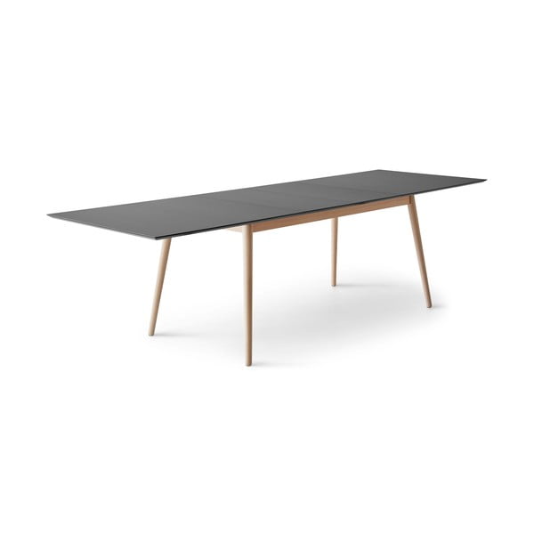 Melns/dabīga toņa izvelkams ēdamgalds ar melnu galda virsmu 100x210 cm Meza – Hammel Furniture-image-1