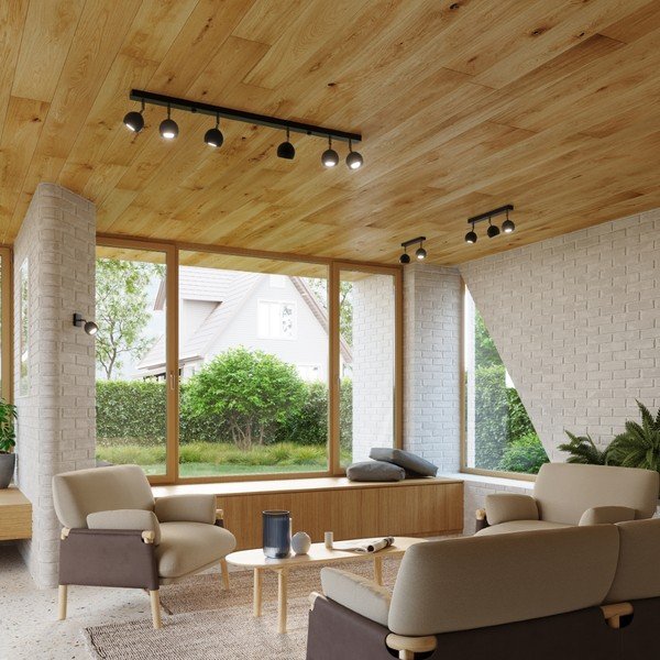 Melna prožektora tipa lampa 25x25 cm Ollo – Sollux-image-1