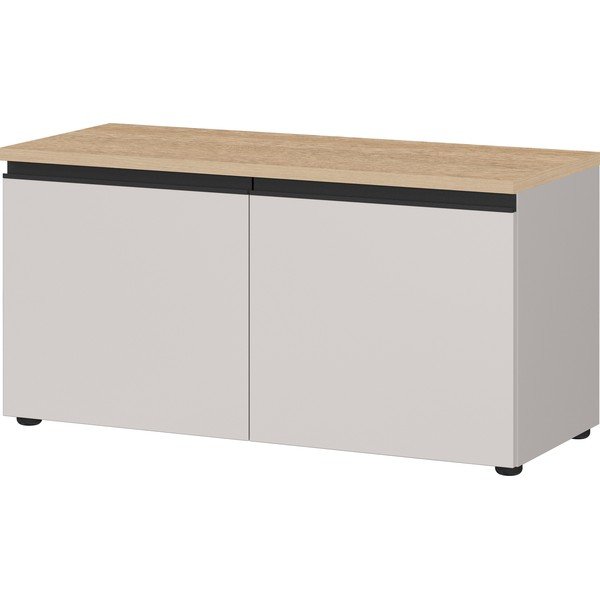 Pelēkbēšs/gaiša dabīga toņa apavu plaukts ar soliņu 96x49x41 cm Cormano – Germania
