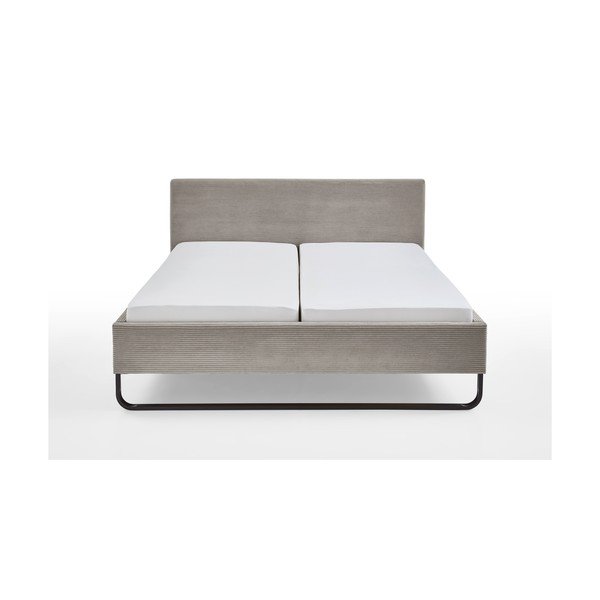 Pelēka/brūna polsterēta divvietīga gulta bez režģa 180x200 cm Swing – Meise Möbel-image-4