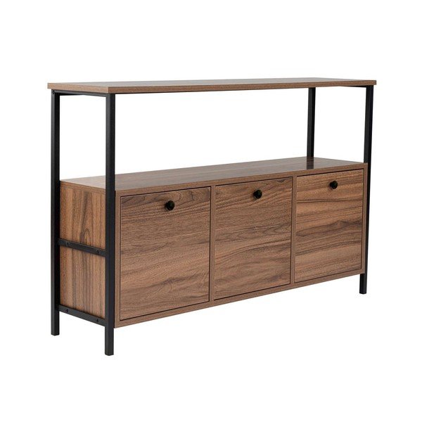 Tumša dabīga toņa konsoles galds ar riekstkoka imitāciju 29,5x120 cm Solace – Kalune Design-image-2