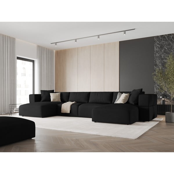 Melns stūra dīvāns (U veida) Esther – Milo Casa-image-1